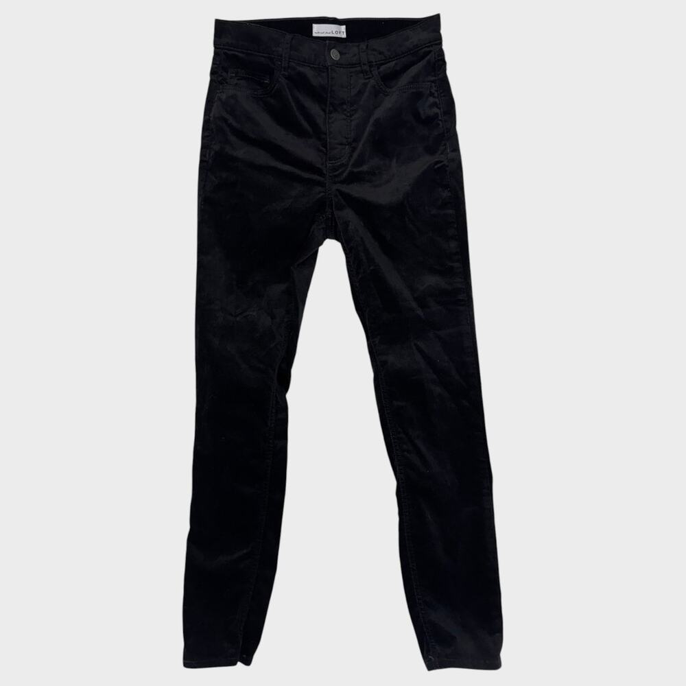 LOFT Made and Loved Size 26 2 Black Velour Velvet Pants